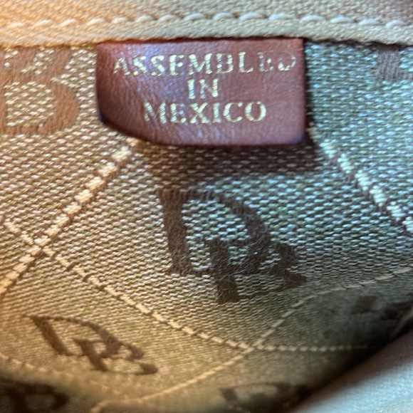 Vintage Dooney & Bourke Brown Leather & Tan Canvas Signature Logo Shoulder Bag - Picture 5 of 14